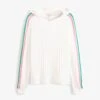 Next RIB DETAIL HOODIE STANDARD - Strickpullover - Ecru White Rainbow Sleeve