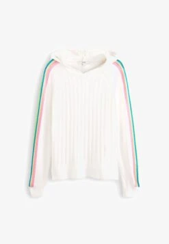 Next RIB DETAIL HOODIE STANDARD - Strickpullover - Ecru White Rainbow Sleeve