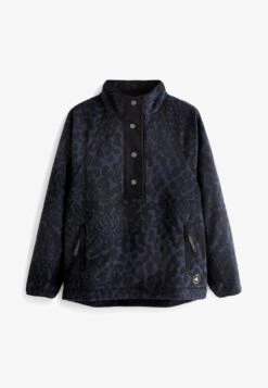 Next OUTDOOR POPPER NECK - Fleecepullover - Slate Navy Blue Animal -Next 06d6a505275243b2bbfd7c596579b264