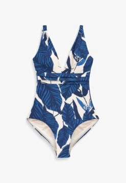 Next PLUNGE TUMMY STANDARD - Badeanzug - Blue Leaf -Next 098408ee052e4987be0488803a23bc14