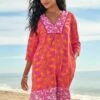 Next KAFTAN WITH STANDARD - Freizeitkleid - Pink Orange Splice Print