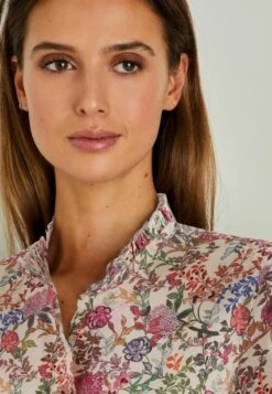 Next LONG SLEEVE RUFFLE NECK SIGNATURE STANDARD - Hemdbluse - Cream Floral -Next 0ce95913ec46434ab80cfa90c811a258