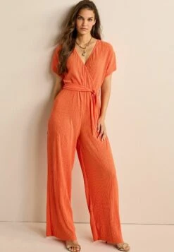 Next SHORT SLEEVE PLISSE STANDARD - Jumpsuit - Orange