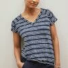 Next V-NECK BUBBLE STANDARD - T-Shirt Print - Navy Blue Stripe
