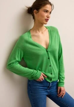 Next BUTTON UP STANDARD - Strickjacke - Bright Green