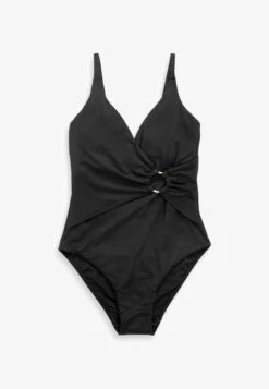 Next RUCHED TUMMY CONTROL WRAP STANDARD - Badeanzug - Black Tropical -Next 147123bb40dd4831bfeed859a40ab52a