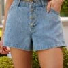 Next BUTTON FRONT STANDARD - Jeans Shorts - Mid Blue