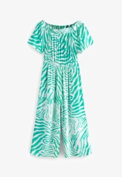Next OFF SHOULDER STANDARD - Jumpsuit - Aqua Green Animal
