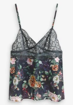 Next BUTTONED FRONT SET STANDARD - Nachtwäsche Set - Black Floral Print -Next 25557b042d3347faa5ff7f60ccfc3e15