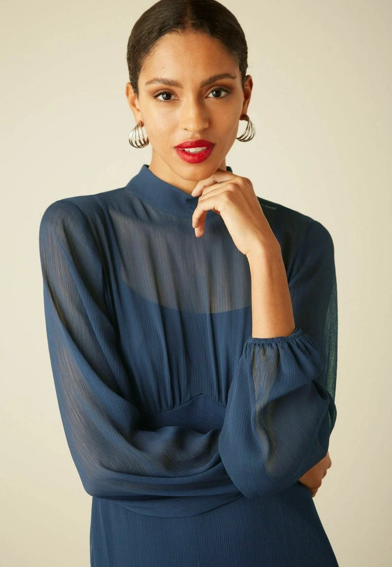 Next LONG SLEEVE SHEER LAYER - Freizeitkleid - Navy Blue 3 Next LONG SLEEVE SHEER LAYER - Freizeitkleid - Navy Blue – Bild 3