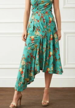 Next Preen Asymmetric Ruched Standard - Maxirock - Teal Blue Floral