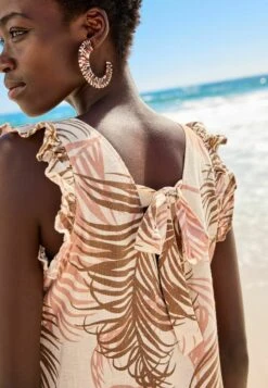 Next TIE BACK MINI WITH STANDARD - Freizeitkleid - Ecru Palm Print -Next 28c0464a115c48e88387dfad86ce28a2