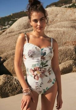 Next BANDEAU TUMMY CONTROL STANDARD - Badeanzug - White Floral