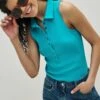 Next SLEEVELESS BUTTON - Poloshirt - Teal Blue
