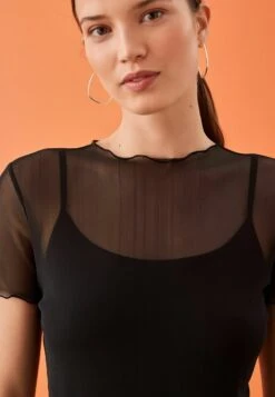 Next LETTUCE EDGE SHORT SLEEVE - Bluse - Black -Next 2fb40c6efead494aa79a307cb0a751c3