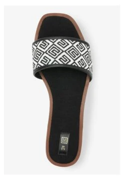 Next JACQUARD MONOGRAM FLAT - Pantolette Flach - Black/white -Next 305fc711bc06492e819c6d4455ceb07f