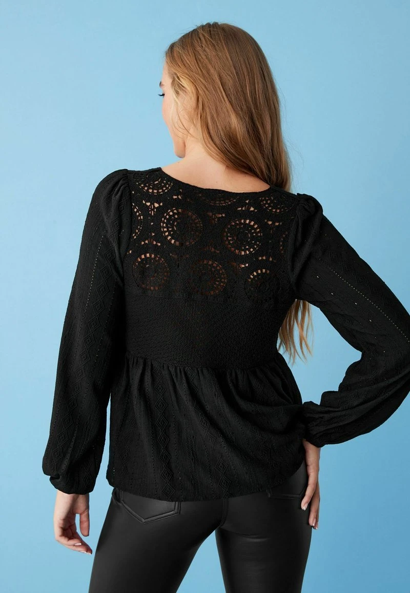 Next CROCHET BRODERIE PEPLUM STANDARD - Strickpullover - Black 2 Next CROCHET BRODERIE PEPLUM STANDARD - Strickpullover - Black – Bild 2