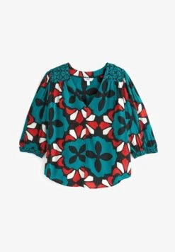 Next 3/4 SLEEVE V-NECK - Bluse - Teal/blue/red Geo Print -Next 37e1ab885b9e4de49a49ce00140204a4