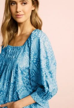 Next SQUARE NECK LONG SLEEVE STANDARD - Bluse - Blue White Print -Next 3a7ae7d8061f43a589c5c78e1414a2a0