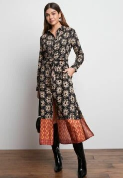 Next MIDI LENGTH STANDARD - Blusenkleid - Black Geo Border