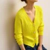 Next GEM BUTTON UP - Strickjacke - Bright Yellow