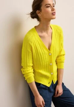 Next GEM BUTTON UP - Strickjacke - Bright Yellow