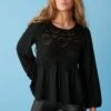 Next CROCHET BRODERIE PEPLUM STANDARD - Strickpullover - Black