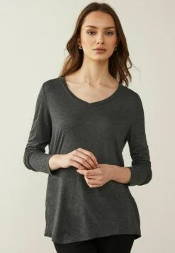 Next SLOUCH V NECK LONG SLEEVE - Langarmshirt - Charcoal Grey