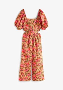 Next WIDE LEG PUFF SLEEVE - Jumpsuit - Pink Floral -Next 44e77436c47f456e803dce0c2c0960ef