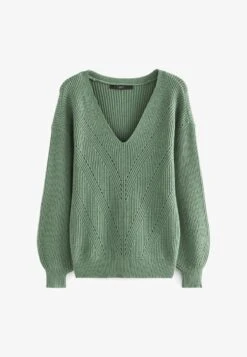 Next V-NECK - Strickpullover - Green -Next 4a6d761c88ae47cead9f654055e7b929