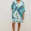 Next KAFTAN WITH STANDARD - Freizeitkleid - Blue Scarf Print
