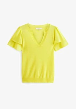 Next RUFFLE SLEEVE V NECK STANDARD - T-Shirt Print - Coral Pink Stripe -Next 4b804936d9e34d8cb2d4c961925c8720