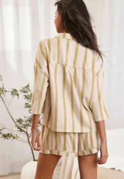 Next WOVEN BUTTON THROUGH SET STANDARD - Nachtwäsche Set - Green Stripe -Next 535c5f5b457042ddb2723812b875e874