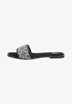 Next JACQUARD MONOGRAM FLAT - Pantolette Flach - Black/white -Next 5613e369678d4dd1bbdfb3f7ab5396bf 1