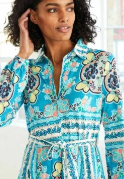 Next LONG SLEEVE BELTED MINI STANDARD - Etuikleid - Blue Scarf Print -Next 5954bea6cc7f4902a73cdab4e547494d