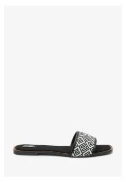Next JACQUARD MONOGRAM FLAT - Pantolette Flach - Black/white -Next 59ccfd19efe3412d8445ae5025f21ea5