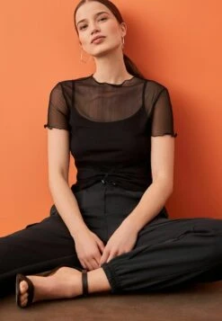 Next LETTUCE EDGE SHORT SLEEVE - Bluse - Black -Next 5a32d09a74d9415dad130ee6674099eb