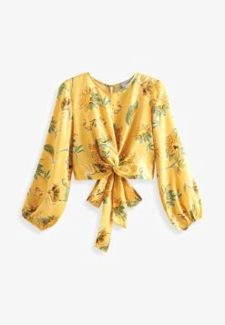 Next KNOT FRONT LONG SLEEVE STANDARD - Bluse - Yellow Floral -Next 5f339989261a44bbaf1a421765737416