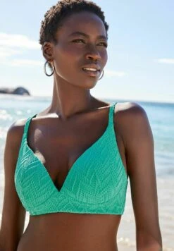 Next ZIGZAG TEXTURED PADDED - Bikini-Top - Aqua Blue