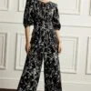 Next ABSTRACT PRINT STANDARD - Jumpsuit - Black Ecru Cream