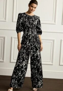 Next ABSTRACT PRINT STANDARD - Jumpsuit - Black Ecru Cream