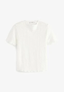 Next SHORT SLEEVE LETTUCE EDGE TEXTURED - Bluse - White