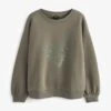 Next GRAPHIC - Sweatshirt - Khaki Green Animal Print Heart
