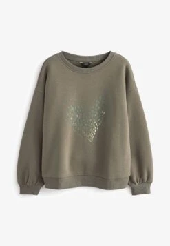 Next GRAPHIC - Sweatshirt - Khaki Green Animal Print Heart