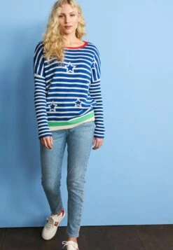 Next FUN STAR STRIPED STANDARD - Strickpullover - Blue White