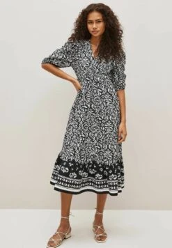 Next FLORAL PUFF SLEEVE POPLIN STANDARD - Freizeitkleid - Black/white