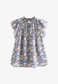 Next FLUTTER SLEEVE PINTUCK SHORT SLEEVE - Bluse - Blue Floral -Next 7099f801e14e41fab82e4fcaa50fec92