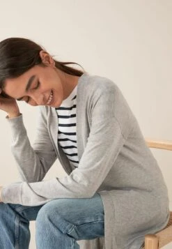 Next LONGLINE - Strickjacke - Grey -Next 735a5ca6466f4cf1bf1c4ebc80df6688