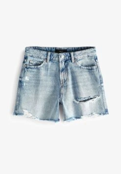 Next RIPPED HIGH WAIST - Jeans Shorts - Mid Blue -Next 738549cced354cbe9334e8fa7ef0ef37