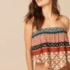 Next BANDANA STYLE SLEEVELESS BANDEAU - Top - Terracotta Printed